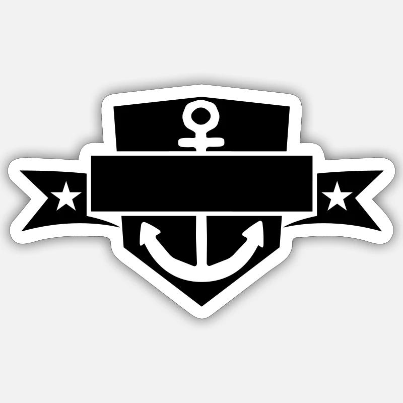 bannière bouclier blason nom de texte ancré ancre jeter Sticker taille S (10 x 10 cm)