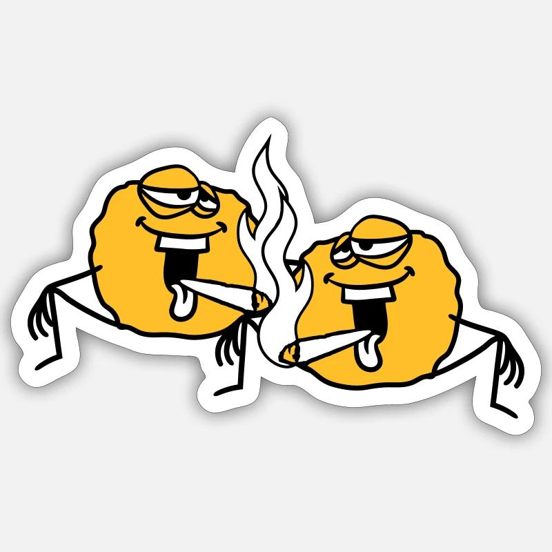 Kiffen kiffer stoned h - Sticker taille S (10 x 10 cm) - blanc mat