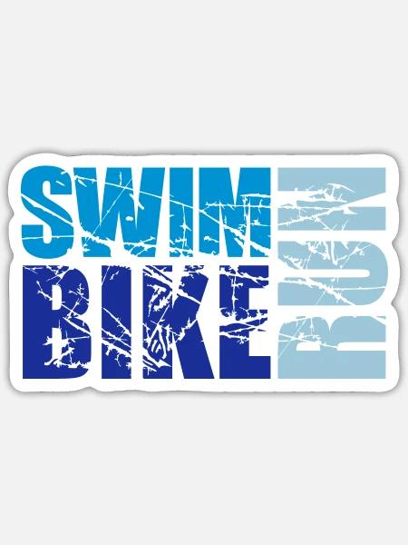 risse kratzer stempel swim bike run text logo tria - Sticker Größe S (10 x 10 cm) - Mattweiß