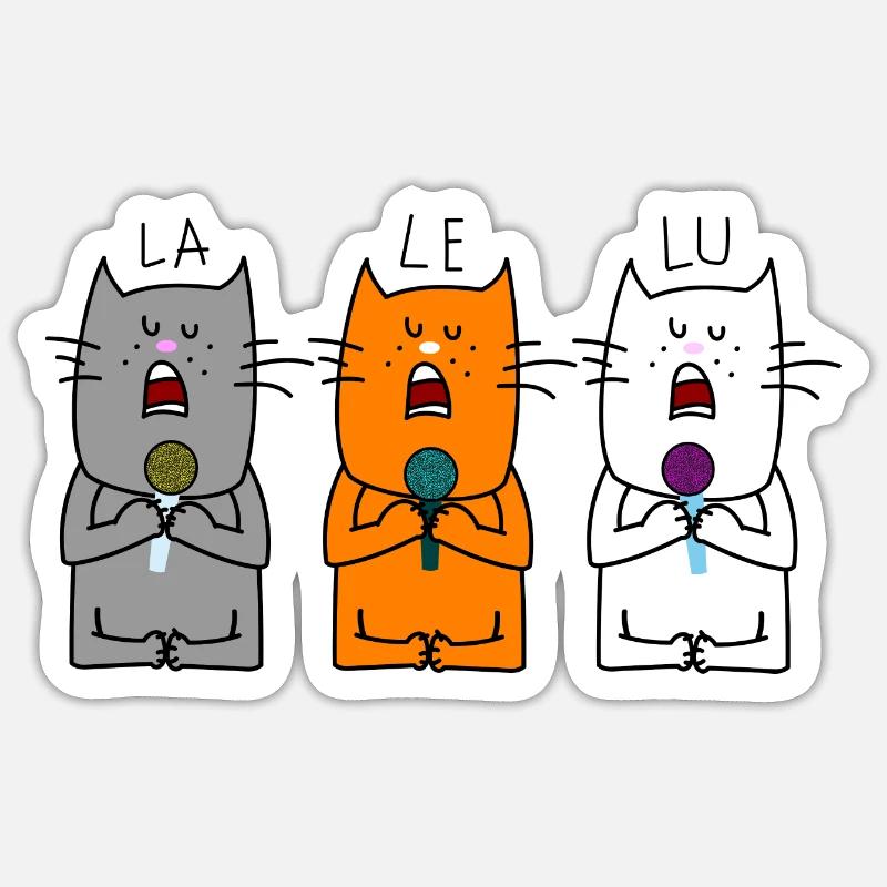 Singing cats - Sticker size S (10 x 10 cm) - white matte