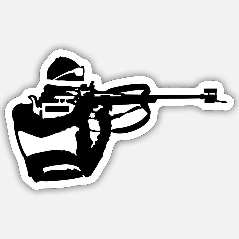 Biathlon - Sticker taille S (10 x 10 cm) - blanc mat