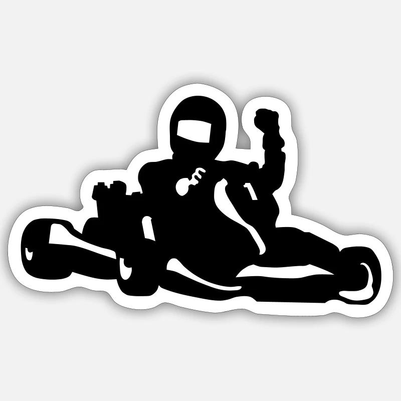 Karting - Sticker taille S (10 x 10 cm) - blanc mat