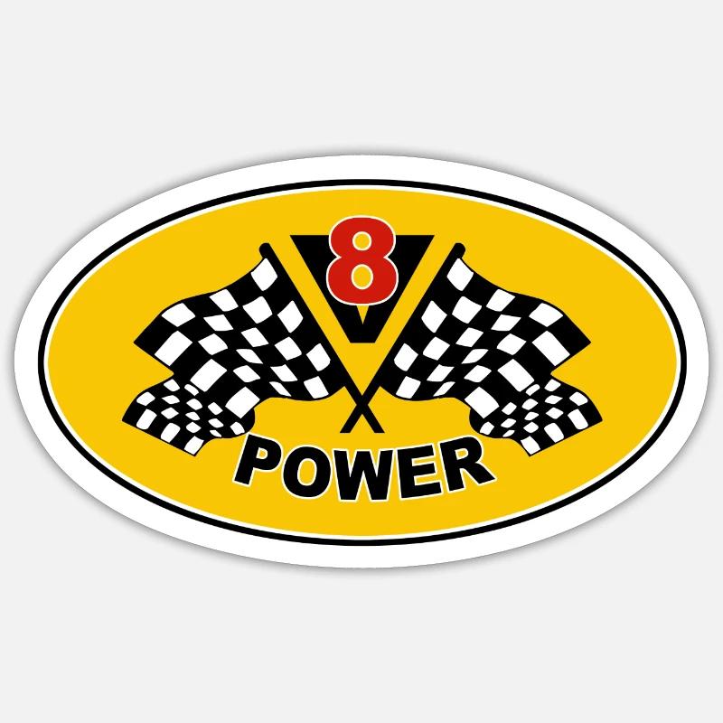 V8 Engine - Sticker taille S (10 x 10 cm) - blanc mat