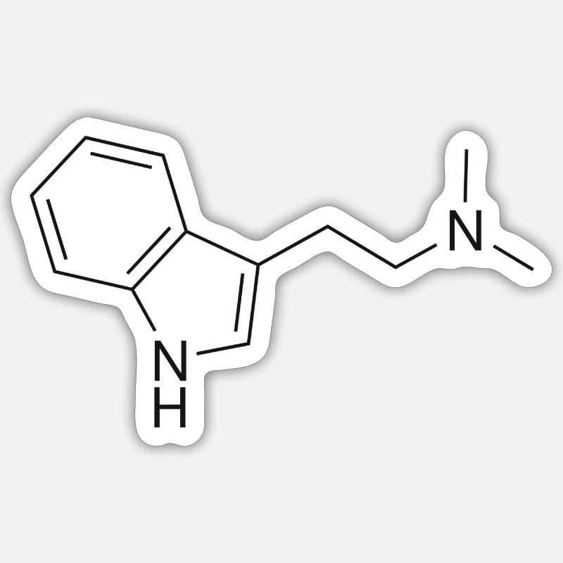 DMT molecule - black - Sticker size S (10 x 10 cm) - white matte