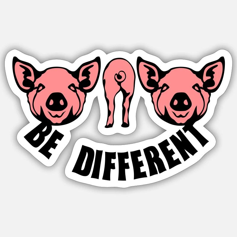 cochon be different humour slogan - Sticker taille S (10 x 10 cm) - blanc mat