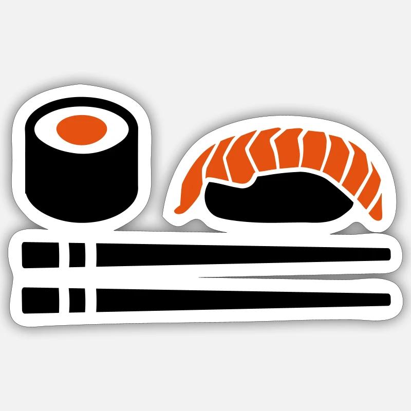 Sushi - Sticker taille S (10 x 10 cm) - blanc mat