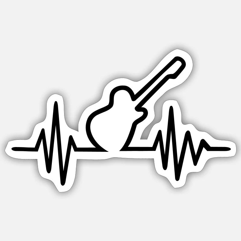 Guitare - Sticker taille S (10 x 10 cm) - blanc mat