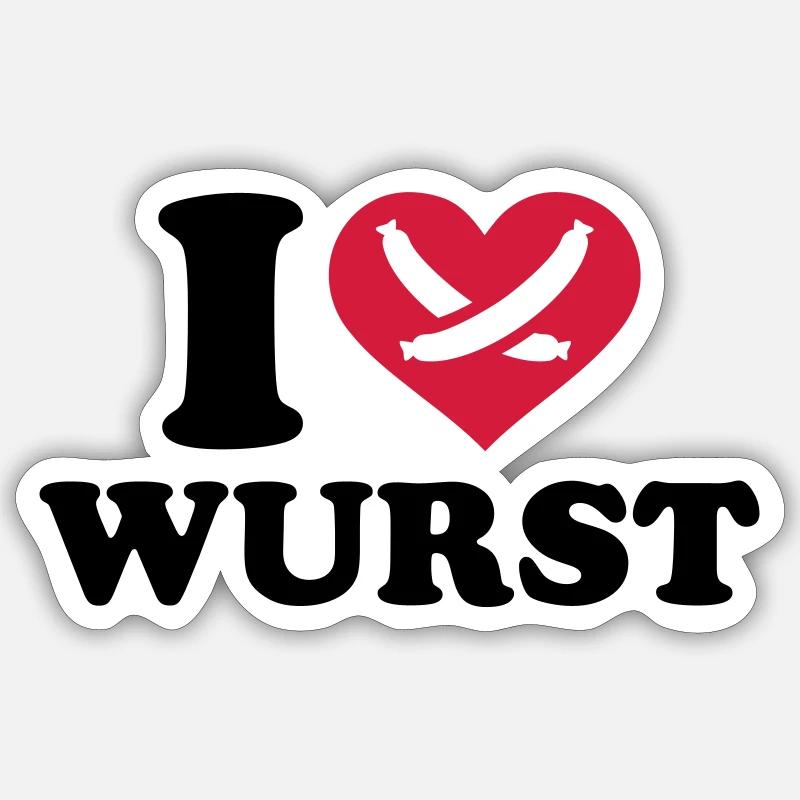 Wurst - Sticker Größe S (10 x 10 cm) - Mattweiß