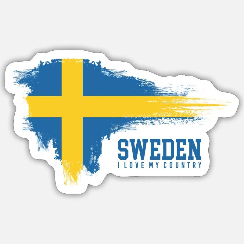 Sweden Flag Splash Pride - Sticker size S (10 x 10 cm) - white matte