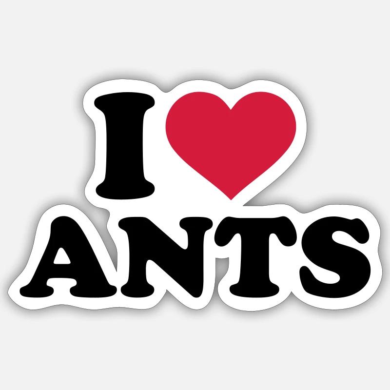 I love Ants - Sticker taille S (10 x 10 cm) - blanc mat