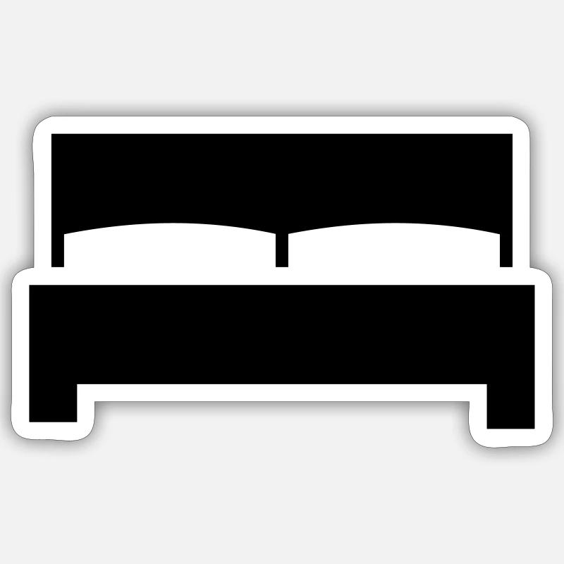Bett - Sticker Größe S (10 x 10 cm) - Mattweiß