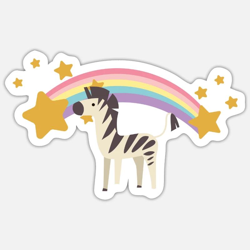Regenbogen Zebra - Sticker size S (10 x 10 cm) - white matte