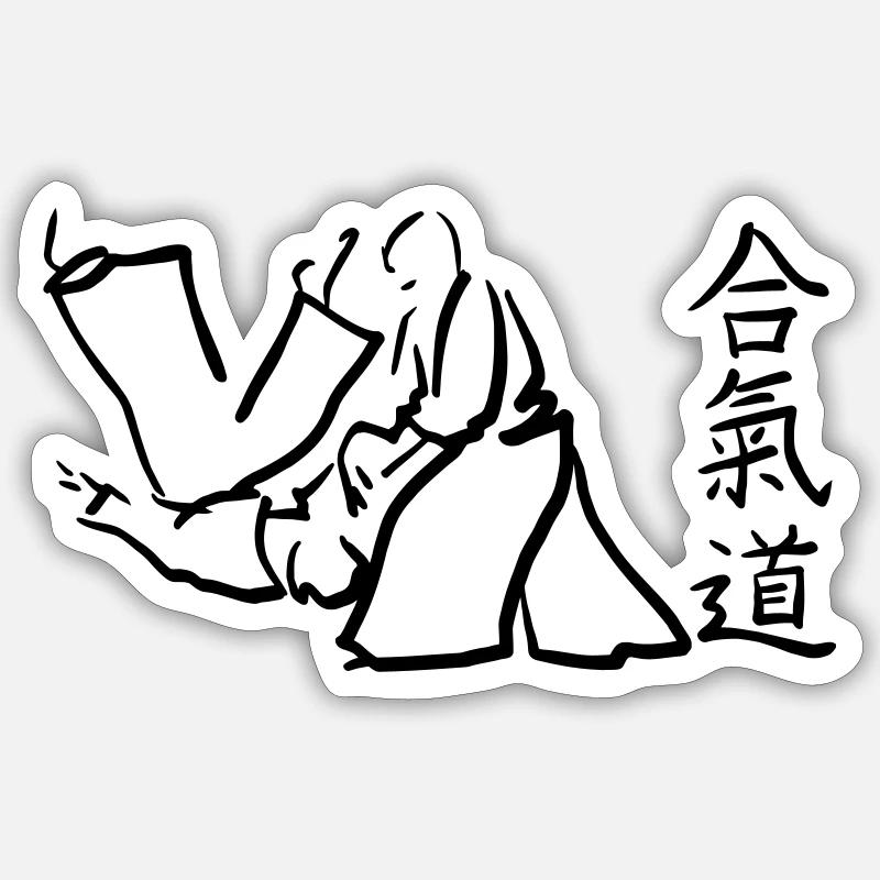 aikido - Sticker size S (10 x 10 cm) - white matte
