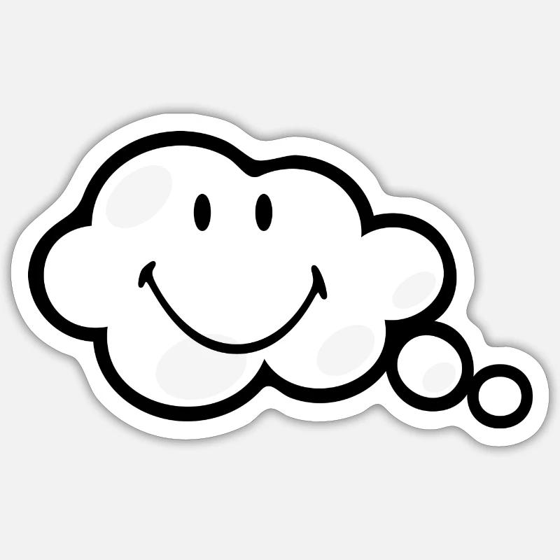 Smiley Think Bubble - Sticker Größe S (10 x 10 cm) - Mattweiß