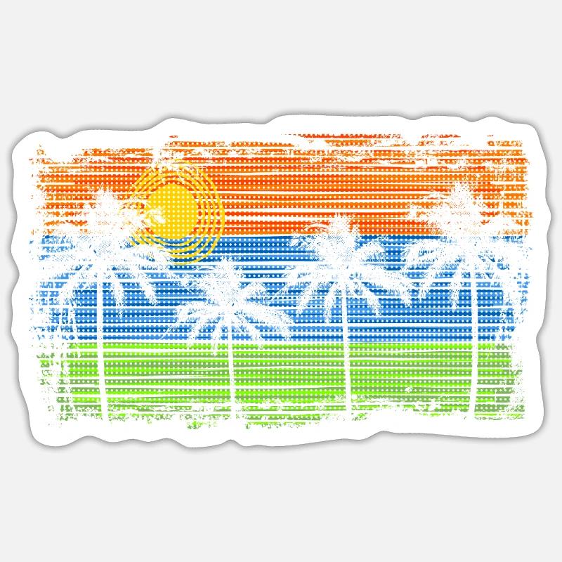 Palms & Rayures - Sticker taille S (10 x 10 cm) - blanc mat