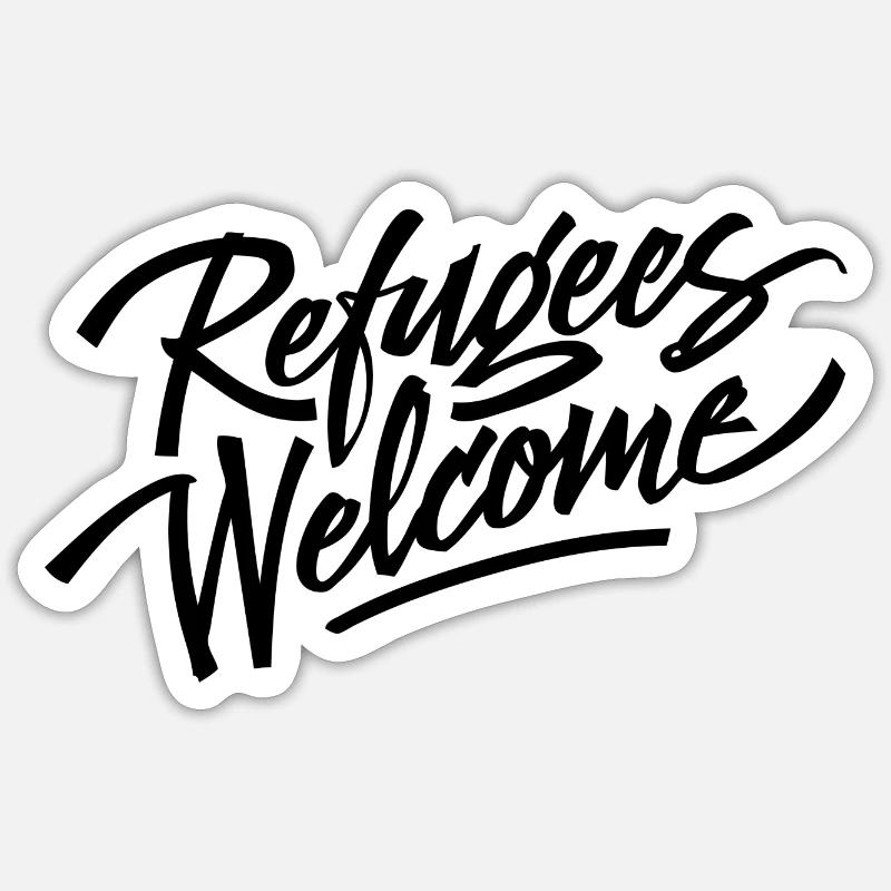 Refugees Welcome - Create safe havens! - Sticker size S (10 x 10 cm) - white matte