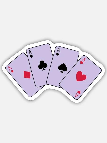 Karten, Poker, Ass, Spielkarten - Sticker Größe S (10 x 10 cm) - Mattweiß