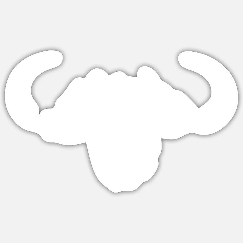 Buffles d’eau tête - Sticker taille S (10 x 10 cm) - blanc mat