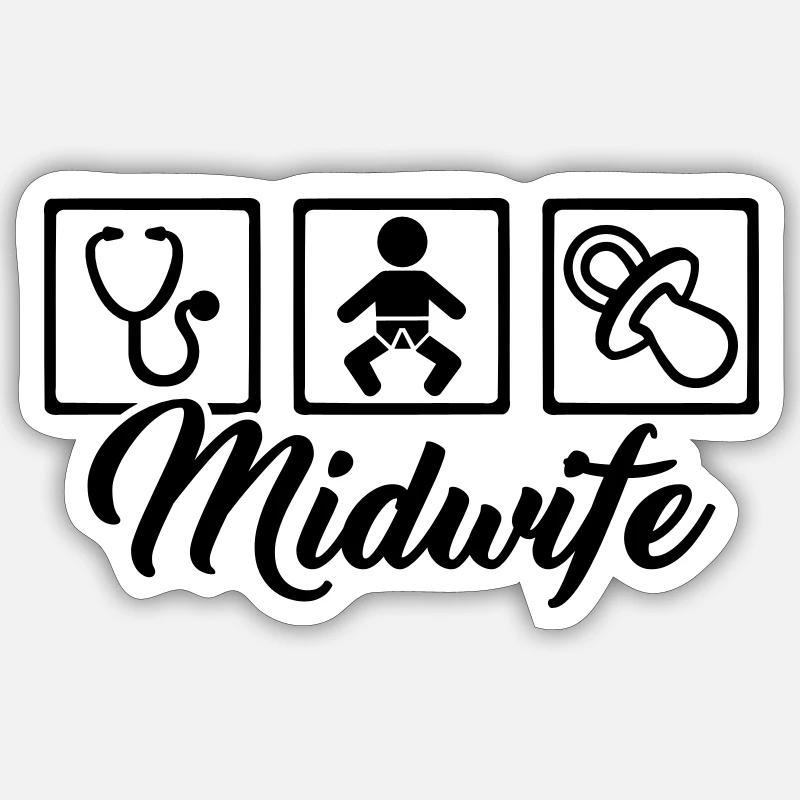 Hebamme - Sticker Größe S (10 x 10 cm) - Mattweiß