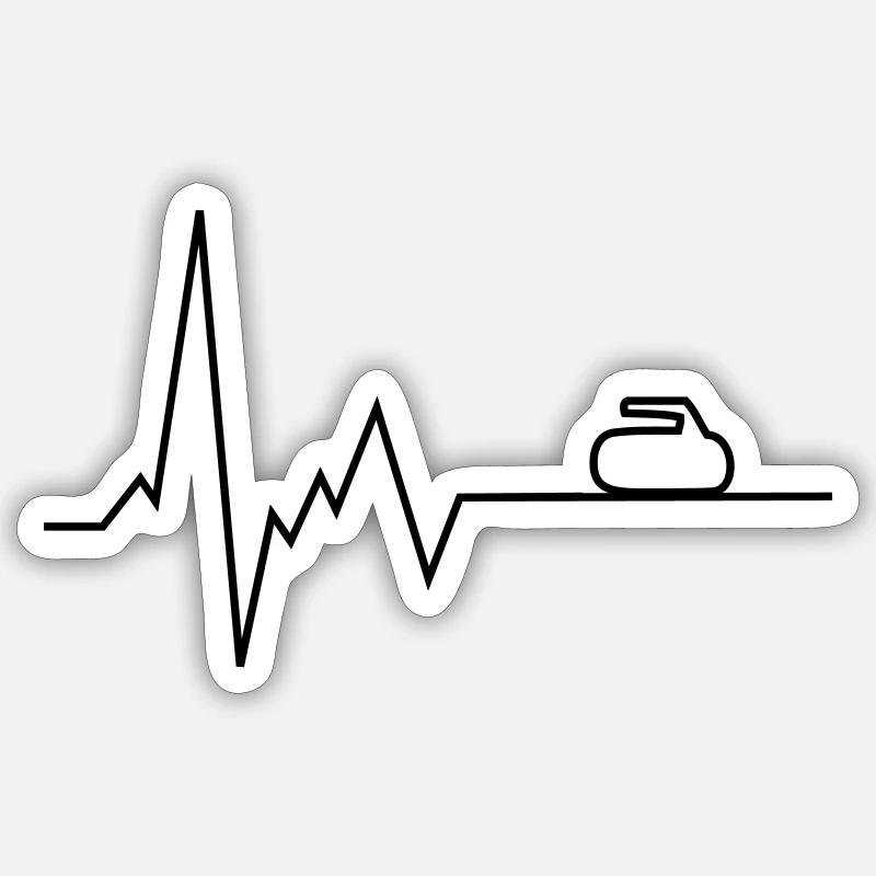 herzschlag curling - Sticker Größe S (10 x 10 cm) - Mattweiß
