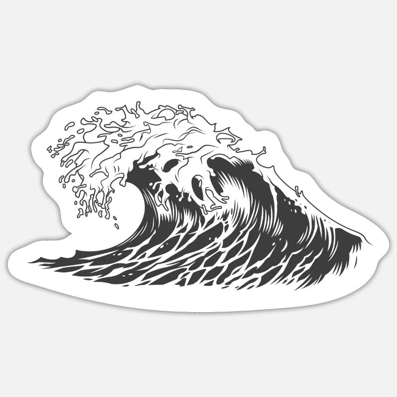 Wave wave - Sticker size S (10 x 10 cm) - white matte