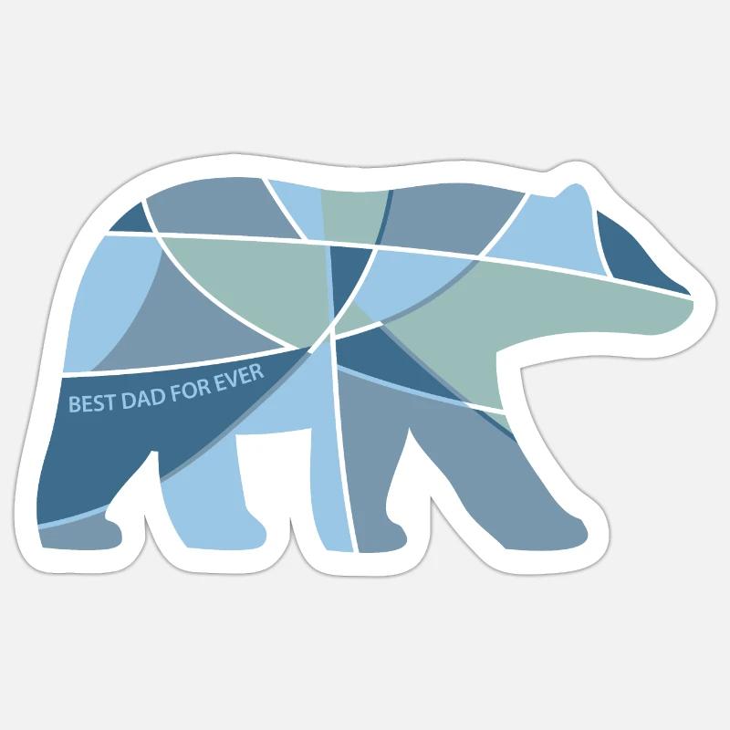 Bester Papa Bär - Sticker Größe S (10 x 10 cm) - Mattweiß