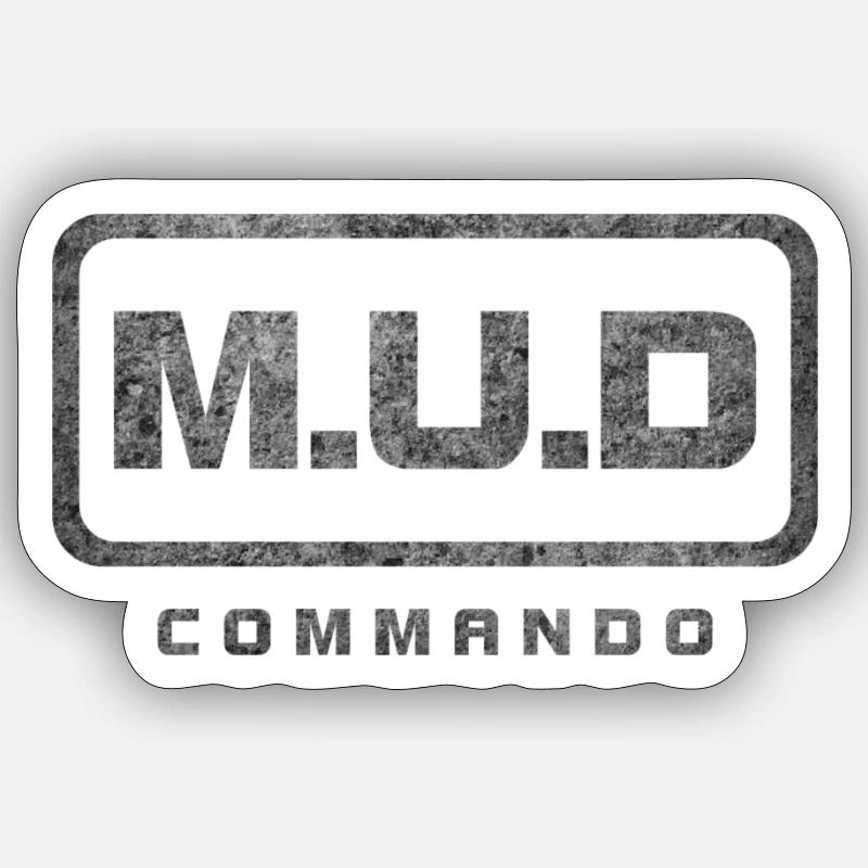 MUD COMMANDO - Sticker Größe S (10 x 10 cm) - Mattweiß