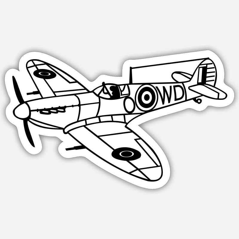 Spitfire - Sticker Größe S (10 x 10 cm) - Mattweiß