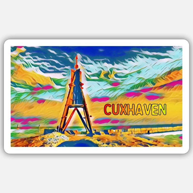 Cuxhaven Kugelbake - Sticker Größe S (10 x 10 cm) - Mattweiß