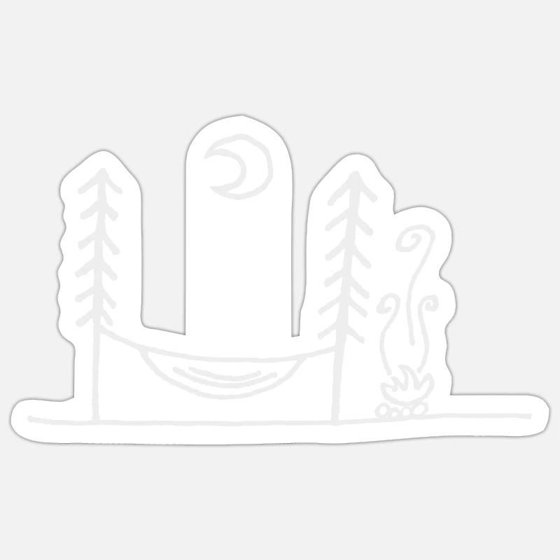 Hammock, campfire & moonlight - Sticker size S (10 x 10 cm) - white matte