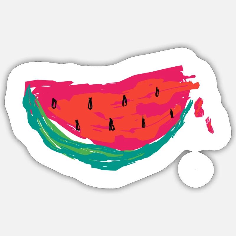 Pastèque abstraite - Sticker taille S (10 x 10 cm) - blanc mat