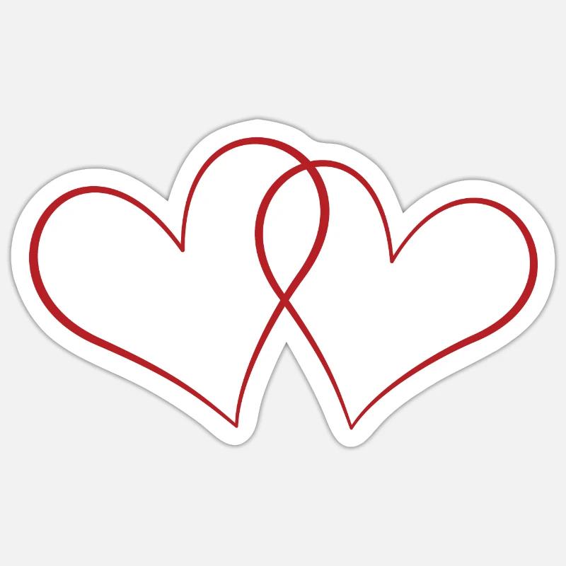 Cœurs - Sticker taille S (10 x 10 cm) - blanc mat