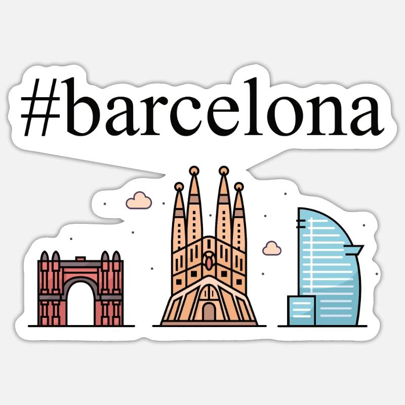 #Barcelone, capitale de la Catalogne - Sticker taille S (10 x 10 cm) - blanc mat