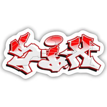 Urban Graffiti in Bold Red and White - Sticker size S (10 x 10 cm) - white matte - Front