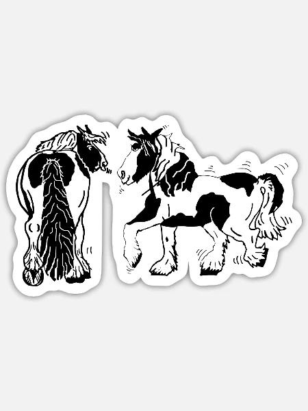 Originelle Tinker Pferde Irish Cobs - Sticker Größe S (10 x 10 cm) - Mattweiß