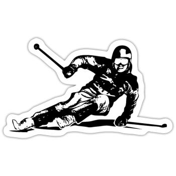 Alpine skiing - downhill skiing - slalom - skier - Sticker size S (10 x 10 cm) - white matte - Front