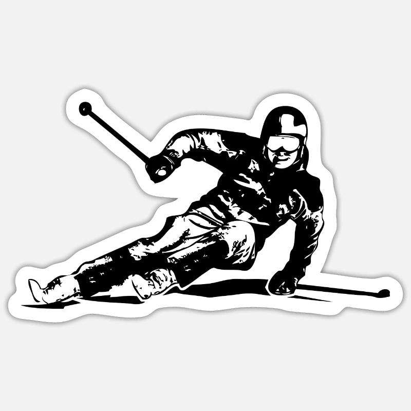 Ski alpine - Ski Abfahrt - Slalom - Skifahrer Sticker Größe S (10 x 10 cm)
