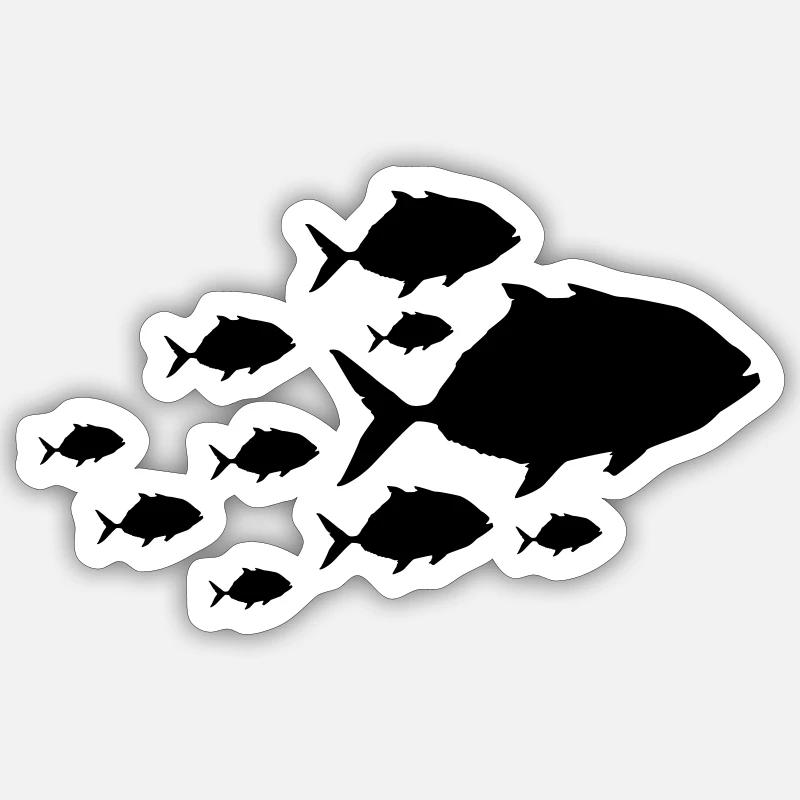 fish piranha silhouette fish - Sticker size S (10 x 10 cm) - white matte
