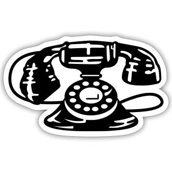 Téléphone Ancien - Sticker taille S (10 x 10 cm) - blanc mat - Devant