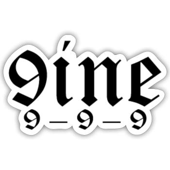 9INE - Sticker taille S (10 x 10 cm) - blanc mat - Devant