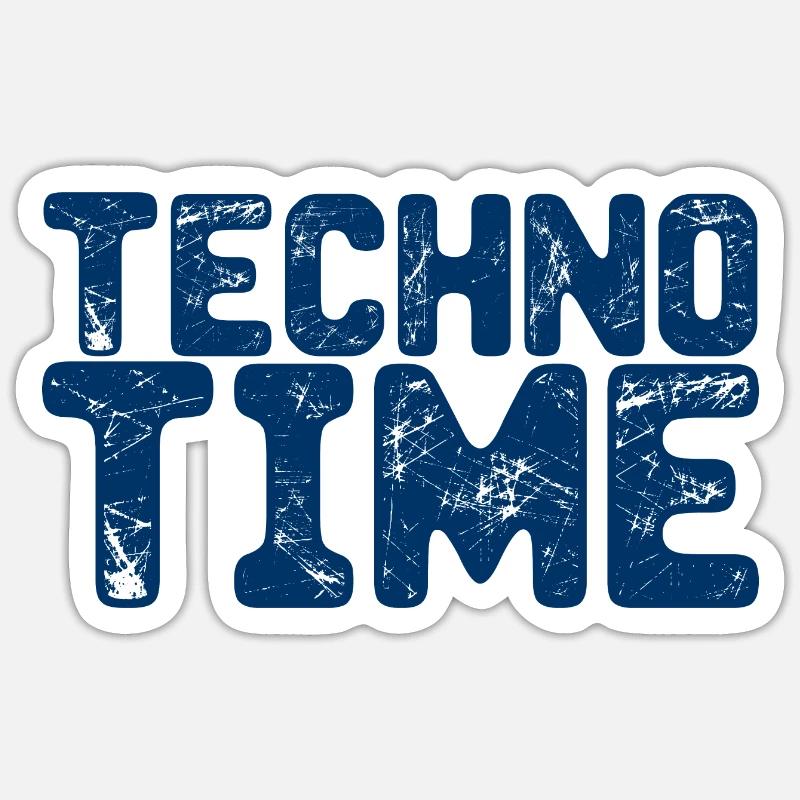 Dark Techno Time - Dark Hard Techno | Rayé Sticker taille S (10 x 10 cm)