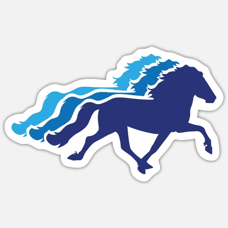 Troupeau islandais bleu - Sticker taille S (10 x 10 cm) - blanc mat