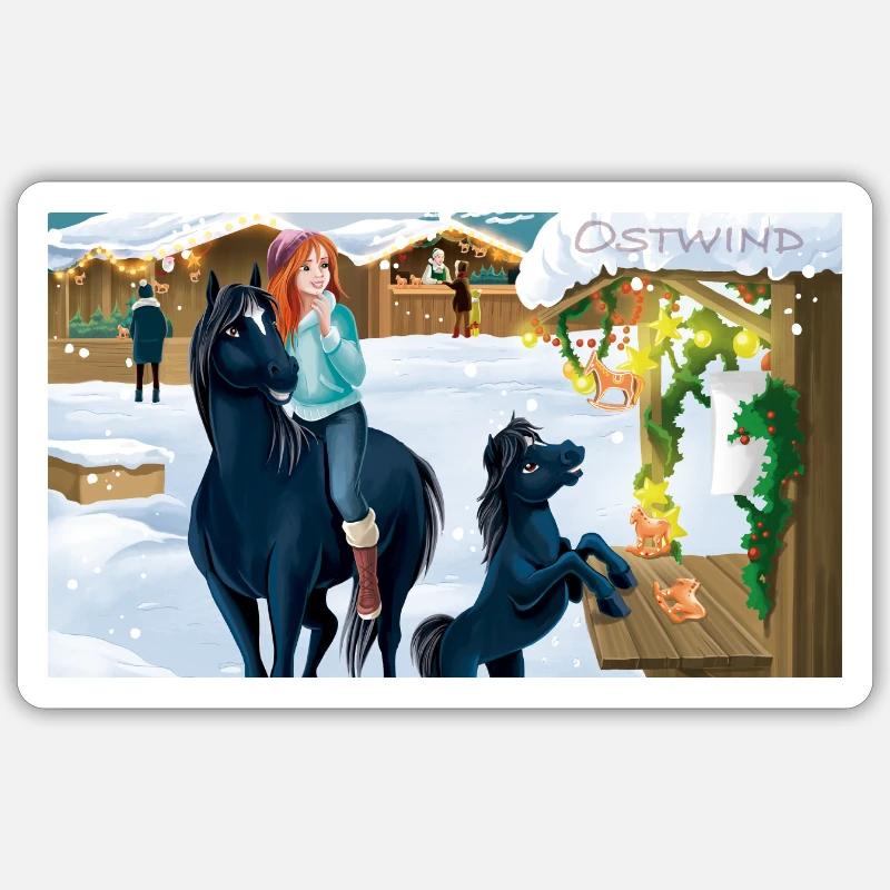Ostwind Pferde Winterzeit - Sticker Größe S (10 x 10 cm) - Mattweiß