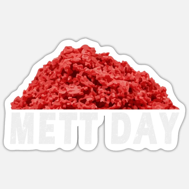 Mett Spruch Hackepeter Fleisch - Sticker Größe S (10 x 10 cm) - Mattweiß