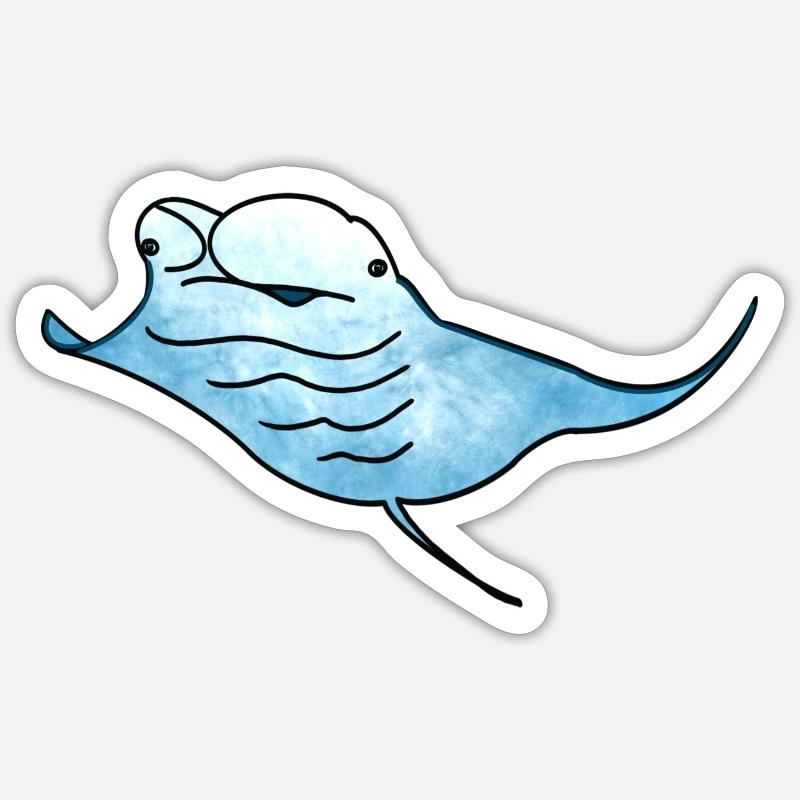 Mantarochen Manta Rochen - Sticker Größe S (10 x 10 cm) - Mattweiß