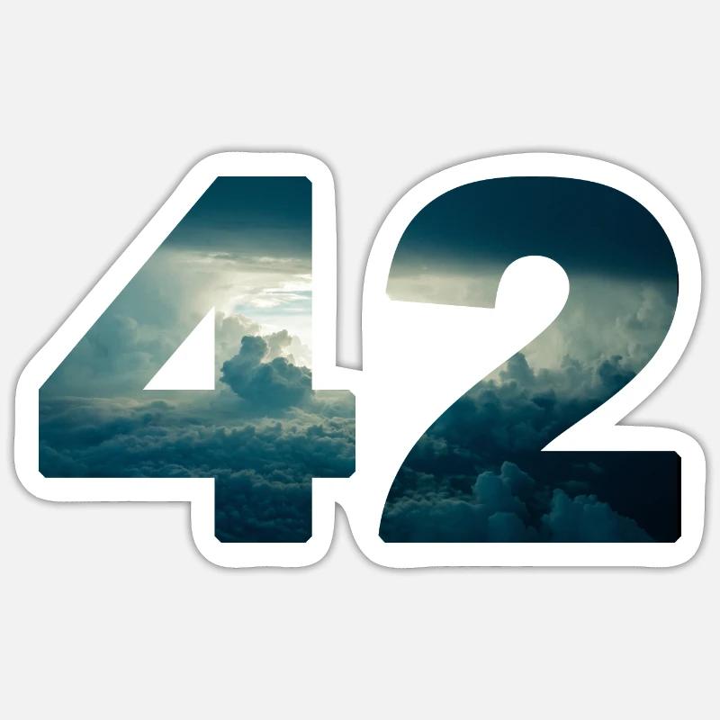 42 clouds answer to all ask douglas universe - Sticker size S (10 x 10 cm) - white matte