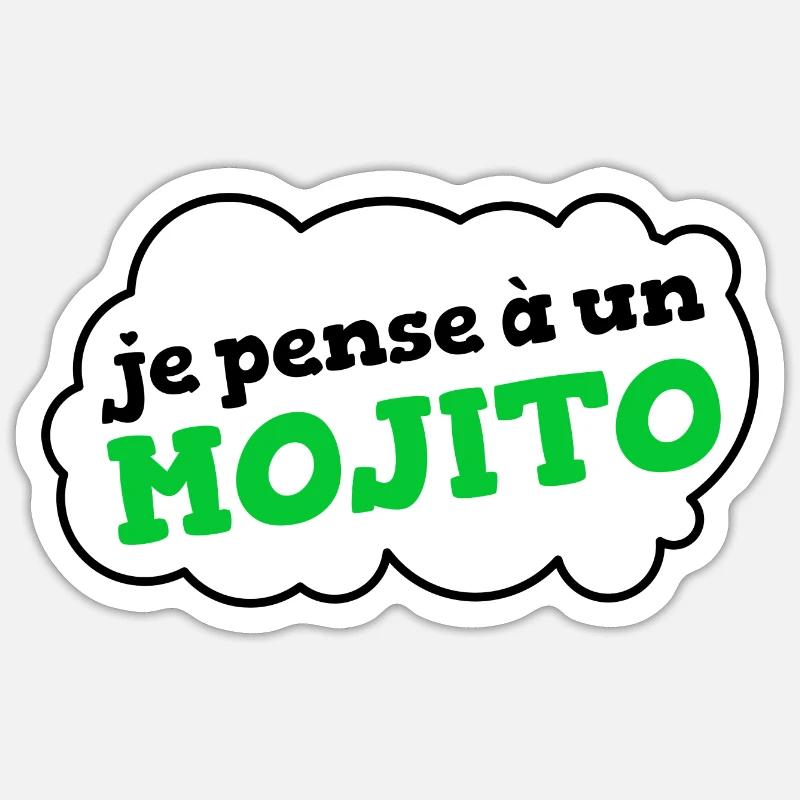 Je pense à un mojito (bulle) - Sticker taille S (10 x 10 cm) - blanc mat