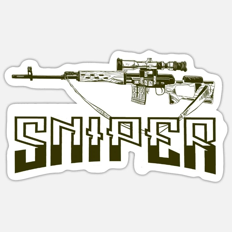 Sniper - Sticker Größe S (10 x 10 cm) - Mattweiß