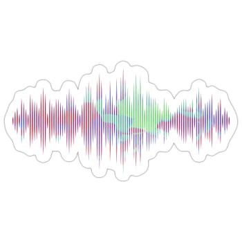 Ondes sonores - Sticker taille S (10 x 10 cm) - blanc mat - Devant