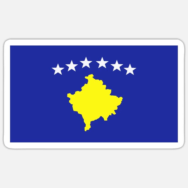 Drapeau du Kosovo - Sticker taille S (10 x 10 cm) - blanc mat